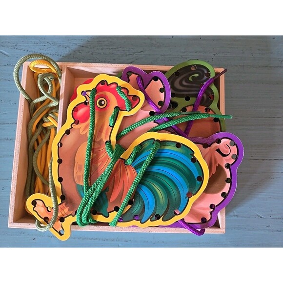 Melissa & Doug Lace and Trace Farm Animals Educational Toy Wooden Toddler - Picture 12 of 13